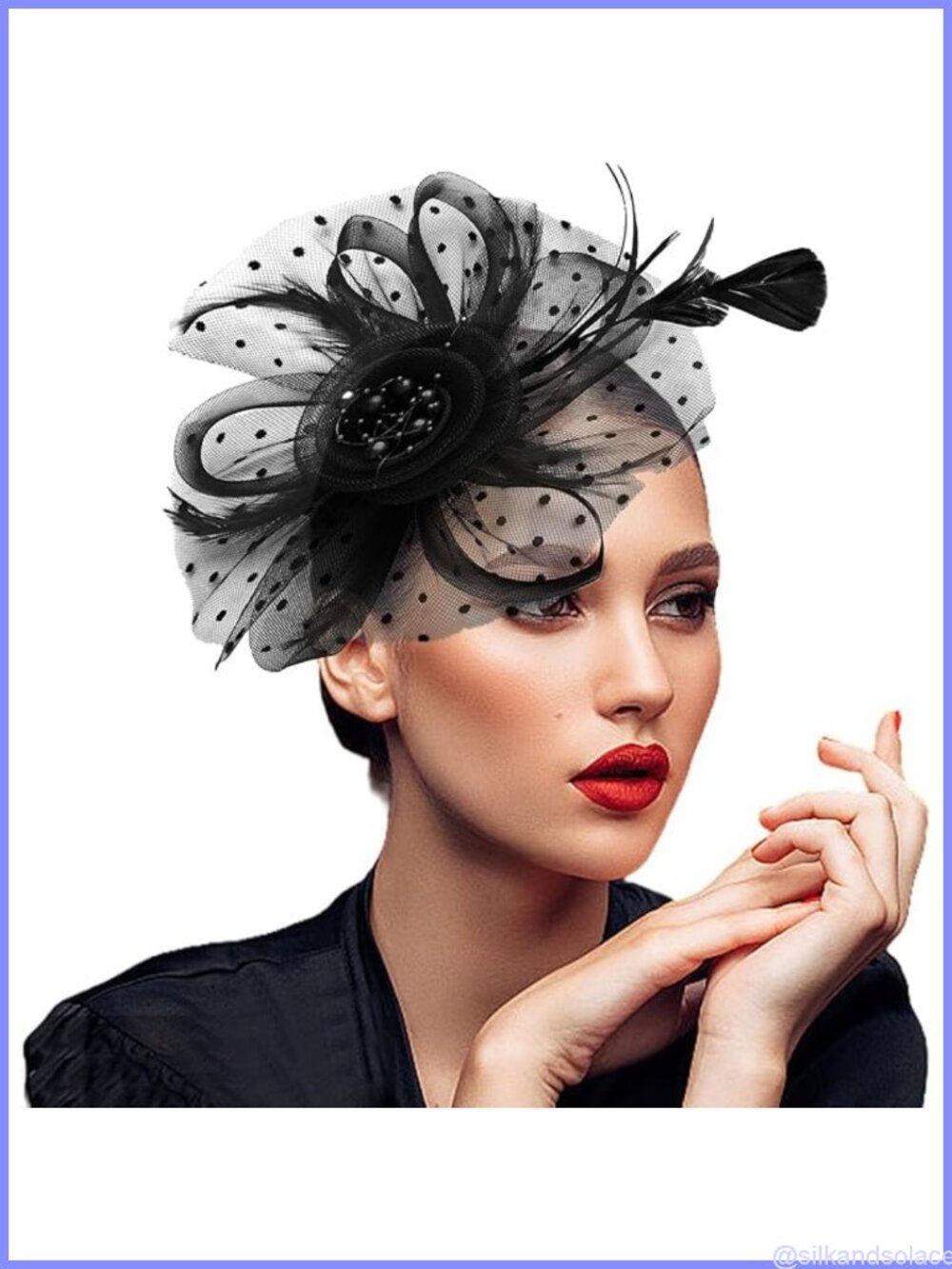 Women's Feather Fascinator Pillbox Hat with Mesh Veil Hair Clip